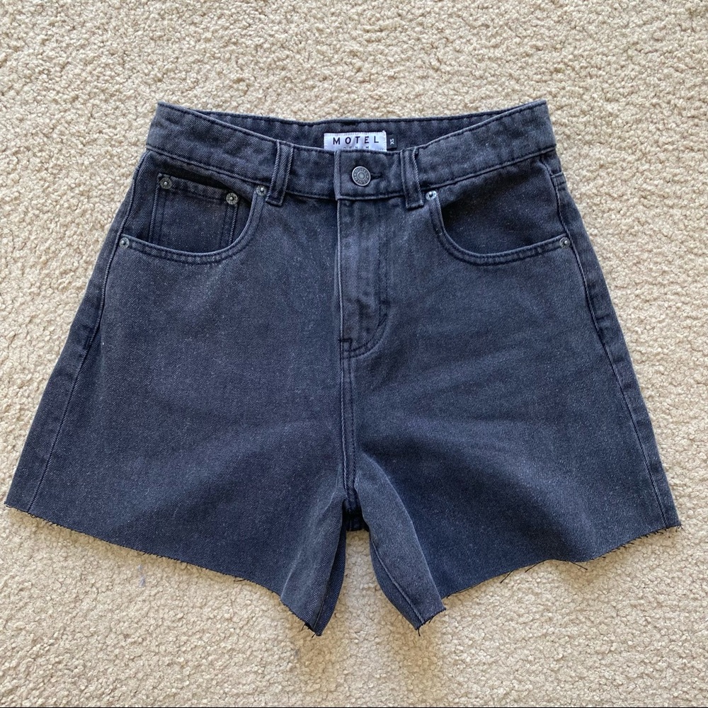 Motel Rocks Black Loose Fit Denim Shorts, Size XS